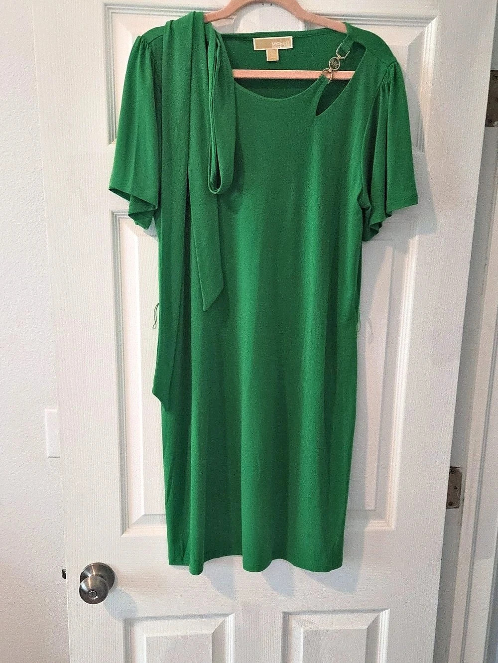 MICHAEL Michael Kors Green Tie-Waist Midi Dress Size Medium Like New